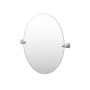 Gatco Waterline 26-1/2" x 23-1/2" Contemporary Oval Frameless Bathroom Wall Mirror Satin Nickel