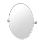 Gatco Waterline 32" x 28" Contemporary Oval Frameless Bathroom Wall Mirror Satin Nickel