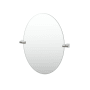 Gatco A-Line 26-1/2" x 22-1/8" Contemporary Oval Frameless Bathroom Wall Mirror Satin Nickel