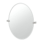 Gatco A-Line 32" x 27-1/8" Contemporary Oval Frameless Bathroom Wall Mirror Satin Nickel