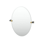 Gatco A-Line 26-1/2" x 22-1/8" Contemporary Oval Frameless Bathroom Wall Mirror Brushed Brass / Matte Black