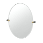 Gatco A-Line 32" x 27-1/8" Contemporary Oval Frameless Bathroom Wall Mirror Brushed Brass / Matte Black