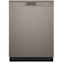 GE 24 Inch Wide 16 Place Setting Built-In Front Control Dishwasher with AutoSense Wash Cycle and Dry Boost Fingerprint Resistant Slate
