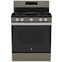 GE 30 Inch Wide 5.3 Cu. Ft. Free Standing Gas Range with Simmer Burner and Self Clean Mode Fingerprint Resistant Slate