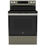 GE 30 Inch Wide 5.3 Cu. Ft. Free Standing Electric Range with Convection and Dual Element Fingerprint Resistant Slate