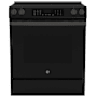 GE 30 Inch Wide 5.3 Cu. Ft. Slide In Electric Range with Radiant Burners and Storage Drawer Fingerprint Resistant Black Slate