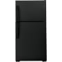 GE 33 Inch Wide 21.9 Cu. Ft. Energy Star Certified Top Freezer Refrigerator with LED Lighting Black