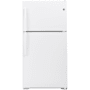 GE 33 Inch Wide 21.9 Cu. Ft. Energy Star Certified Top Freezer Refrigerator with LED Lighting White