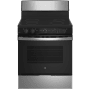 GE 30 Inch Wide 5 Cu. Ft. Free Standing Electric Range with Self Clean Mode and Knob Controls Stainless Steel / Black