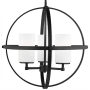 Generation Lighting Alturas 3 Light 19" Wide LED Pillar Candle Globe Chandelier Midnight Black