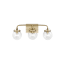 Generation Lighting Bryce 3 Light 22" Wide Vanity Light with Clear Glass Shades Satin Brass