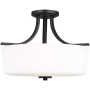 Generation Lighting Kemal 3 Light 16" Wide LED Semi-Flush Drum Ceiling Fixture Midnight Black