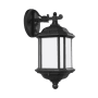 Generation Lighting Kent 15" Tall Outdoor Wall Sconce with Frosted Glass and Bottom Finial Black