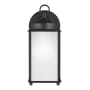 Generation Lighting New Castle 10" Tall Outdoor Wall Sconce with Frosted Glass Shade Black