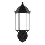 Generation Lighting Sevier 19" Tall Outdoor Upward Arm Wall Sconce with Clear Glass Shade Black