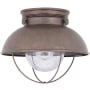 Generation Lighting Sebring 11" Wide LED Semi-Flush Outdoor Ceiling Fixture Weathered Copper