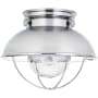 Generation Lighting Sebring 11" Wide LED Semi-Flush Outdoor Ceiling Fixture Brushed Stainless