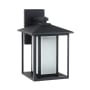 Generation Lighting Hunnington 14" Tall Outdoor Wall Sconce with Frosted Glass Black