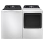 GE Profile 28 Inch Wide 5.3 Cu. Ft. Top Load Washer and 27 Inch Wide 7.4 Cu. Ft. Gas Dryer Laundry Pair with Smart Wash and Rinse and Sensor Dry White