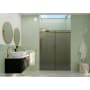 Glass Warehouse Equinox 78" High x 60" Wide Sliding Frameless Shower Door with Grey Tinted Glass Satin Brass