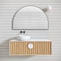Glass Warehouse Kira 48" W x 32" H Contemporary Arched Framed Bathroom Wall Mirror Matte Black