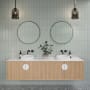 Glass Warehouse Leia 24" Diameter Contemporary Circular Framed Bathroom Wall Mirror Matte Black