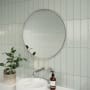 Glass Warehouse Leia 24" Diameter Contemporary Circular Framed Bathroom Wall Mirror Brushed Nickel
