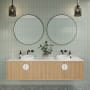 Glass Warehouse Leia 32" Diameter Contemporary Circular Framed Bathroom Wall Mirror Matte Black