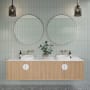 Glass Warehouse Leia 32" Diameter Contemporary Circular Framed Bathroom Wall Mirror Satin Brass