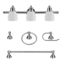 Globe Electric Jayden 3 Light 27 Inch Wide Vanity Light with Matching Bathroom Accessories Satin