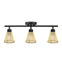 Globe Electric Sophia 3 Light 22" Wide Fixed Rail Linear Ceiling Fixture with Bamboo Shades Matte Black
