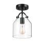 Globe Electric Helm 7" Wide Semi-Flush Ceiling Fixture Matte Black / Clear
