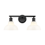 Golden Lighting Carver 2 Light 8" Wide Vanity Light Matte Black / Vintage Milk
