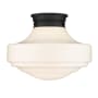 Golden Lighting Ingalls 16" Wide Semi-Flush Ceiling Fixture Matte Black / Vintage Milk Glass