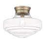 Golden Lighting Ingalls 16" Wide Semi-Flush Ceiling Fixture Modern Brass / Clear Glass