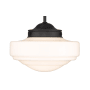 Golden Lighting Ingalls 12" Wide Pendant Matte Black / Vintage Milk Glass