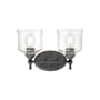 Golden Lighting Keating 2 Light 15" Wide Vanity Light Antique Black Iron