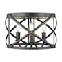 Golden Lighting Alcott 3 Light 15" Wide Flush Mount Drum Ceiling Fixture Antique Black Iron