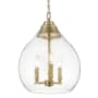 Golden Lighting Ariella 3 Light 15" Wide Taper Candle Pendant Brushed Champagne Bronze / Hammered Clear Glass