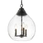 Golden Lighting Ariella 3 Light 15" Wide Taper Candle Pendant Matte Black / Hammered Clear Glass