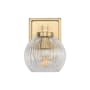 Golden Lighting Elliott 8" Tall Bathroom Sconce Brushed Champagne Bronze / Ribbed Clear Glass