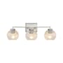 Golden Lighting Elliott 3 Light 25" Wide Vanity Light Pewter / Ribbed Clear Glass