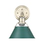 Golden Lighting Orwell 10" Tall Bathroom Sconce Aged Brass / Pine Green Shades
