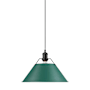 Golden Lighting Orwell 14" Wide Pendant Matte Black / Pine Green Shades