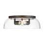 Golden Lighting Duncan 2 Light 14" Wide Flush Mount Ceiling Fixture Rubbed Bronze / Clear