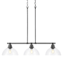 Golden Lighting Duncan 3 Light 40" Wide Linear Pendant Matte Black / Clear