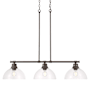 Golden Lighting Duncan 3 Light 40" Wide Linear Pendant Rubbed Bronze / Clear
