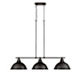 Golden Lighting Duncan 3 Light 40" Wide Linear Pendant Rubbed Bronze