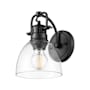 Golden Lighting Duncan 9" Tall Bathroom Sconce Matte Black / Clear