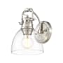 Golden Lighting Duncan 9" Tall Bathroom Sconce Pewter / Clear